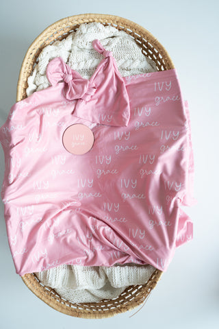 Personalized Baby Swaddle and Hat Set - Ballet