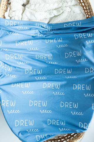 Personalized Baby Swaddle and Hat Set - Breeze