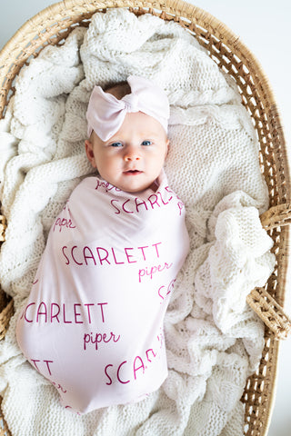 Personalized Baby Swaddle and Hat Set - Sweet Pea