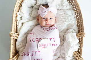 Personalized Baby Swaddle and Hat Set - Sweet Pea