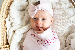 Personalized Baby Swaddle and Hat Set - Sweet Pea