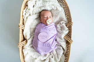 Personalized Baby Swaddle and Hat Set - Belle Purple