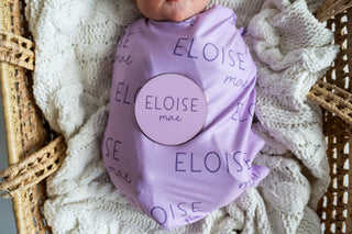 Personalized Baby Swaddle and Hat Set - Belle Purple