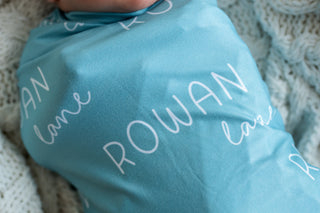 Personalized Baby Swaddle and Hat Set - Sea