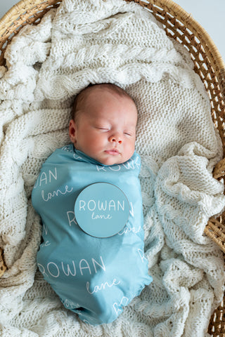 Personalized Baby Swaddle and Hat Set - Sea