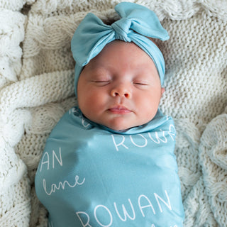 Personalized Baby Swaddle and Hat Set - Sea