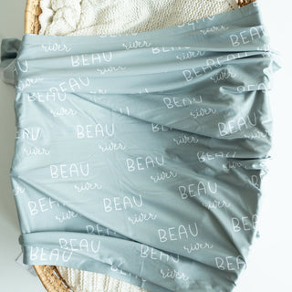 Personalized Baby Swaddle and Hat Set - Sage Green