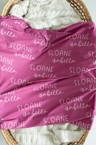 Personalized Baby Swaddle and Hat Set - Petal Pink