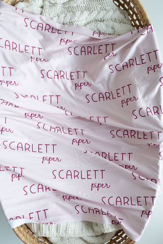 Personalized Baby Swaddle and Hat Set - Sweet Pea