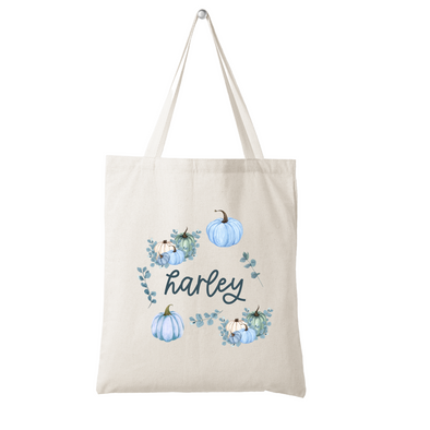 Blue Watercolor Pumpkins - Personalized Halloween Trick-or-Treat Bag - Perfect for Trick or Treating