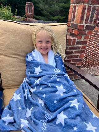 Personalized Patriotic Stars Blanket - Custom Name 4th of July Memorial Day Summer Holiday