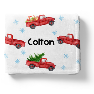 Christmas Trucks - Personalized Blanket