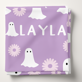 Ghosts and Flowers Personalized - Personalized Swaddle Blanket