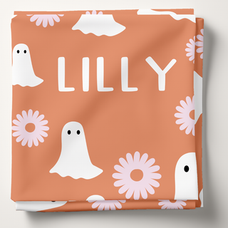 Ghosts and Flowers Personalized - Personalized Swaddle Blanket