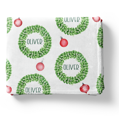 Green Wreaths - Personalized Blanket