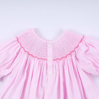 Pink christmas tree hand smocked ruffle pants set