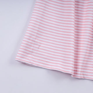 Pink candy cane bow hand smocked ruffle dress