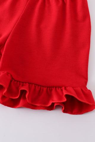 Blue plaid baseball embroidery girl set