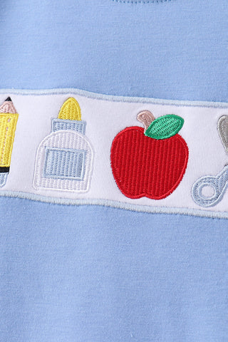 Blue pencil apple embroidery set