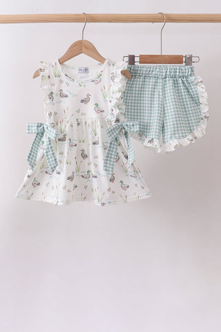 Green Duck Knit ruffle Set