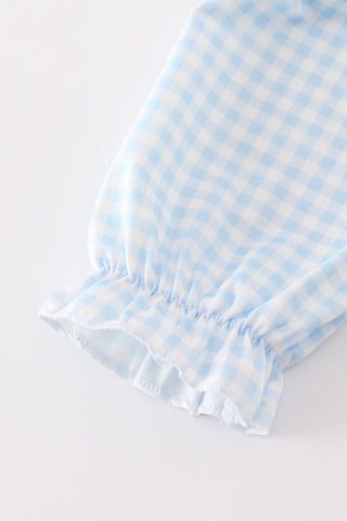 Navy plaid nativity embroidery girl bloomers set