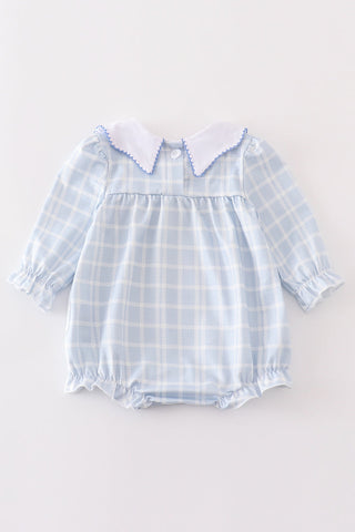 Teal thanksgiving turkey french knot plaid girl bubble