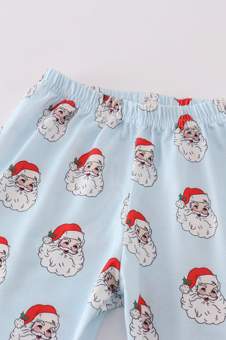 Blue santa print boy pajamas