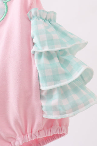 Pink Strawberry Applique Knit Bubble