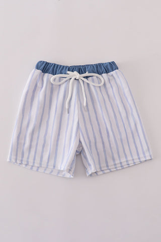 Blue stripe boy swim trunks UPF50+