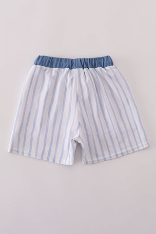 Blue stripe boy swim trunks UPF50+