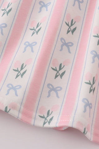 Pink Bow Embroidered Bow Bloomer Set