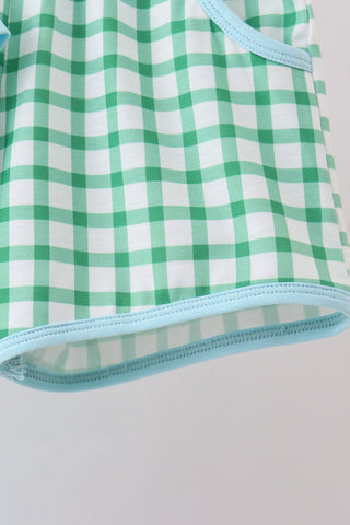 Blue clover applique shorts set