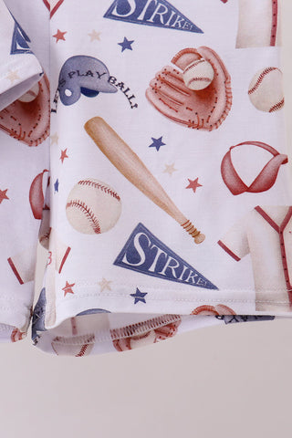 Brown baseball bamboo pajama set