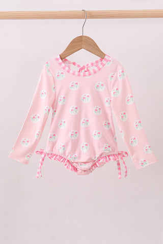 Pink rose ruffle rashguard