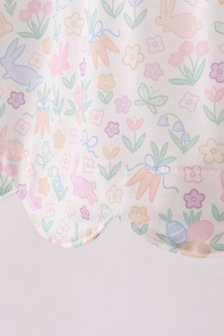 Purple happy easter floral embroidery dress