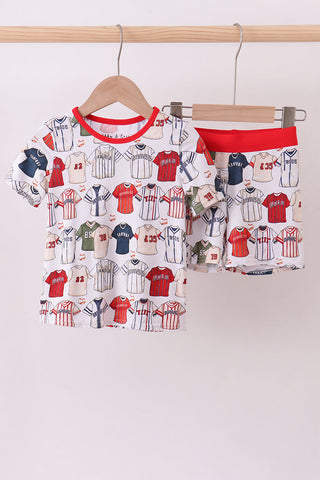 Red baseball bamboo pajama set