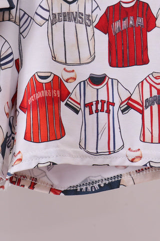 Red baseball bamboo pajama set