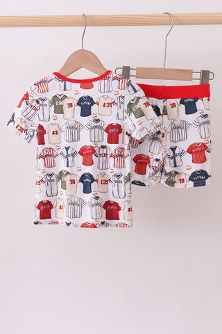 Red baseball bamboo pajama set