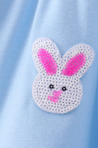 Blue bunny carrot sequin tiered ruffle dress