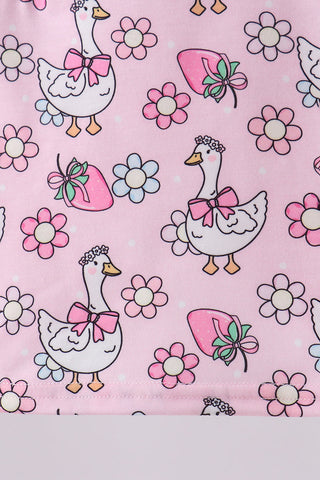 Pink Goose Smocked Bloomer Set
