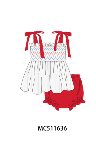 White smocked jacquard bloomer set