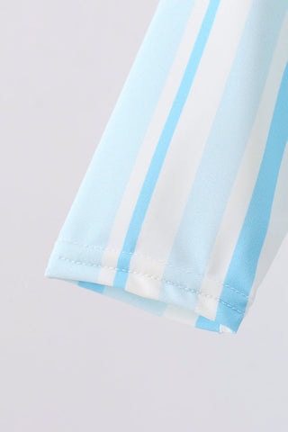 Blue stripe one-piece swimsuit