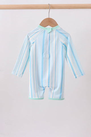 Blue stripe one-piece swimsuit