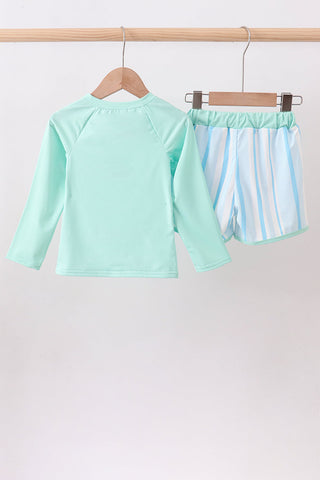 Blue stripe 2pc swimsuit
