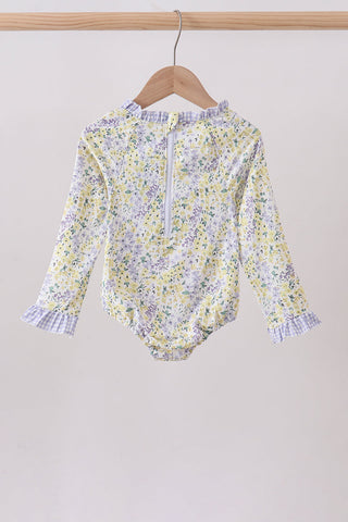 Floral mermaid applique rashguard