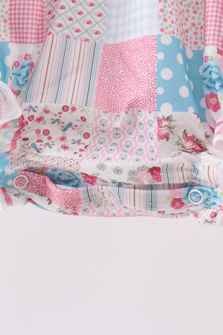 Pink patchwork floral ruffle bubble