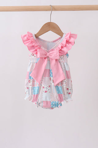 Pink patchwork floral ruffle bubble