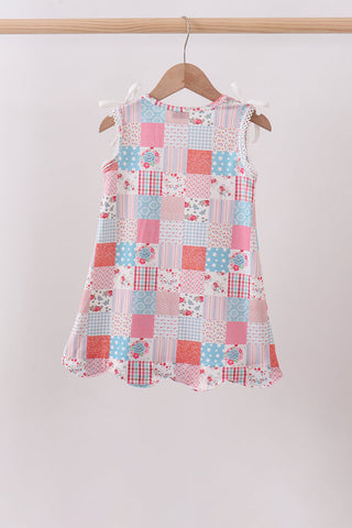 Pink floral patchwork dress