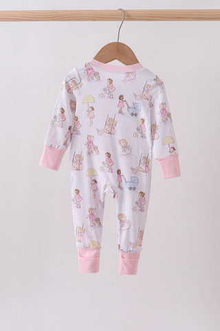 Pink all day adventure bamboo romper