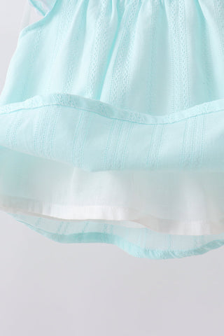 Blue starfish smocked jacquard ruffle bloomer set